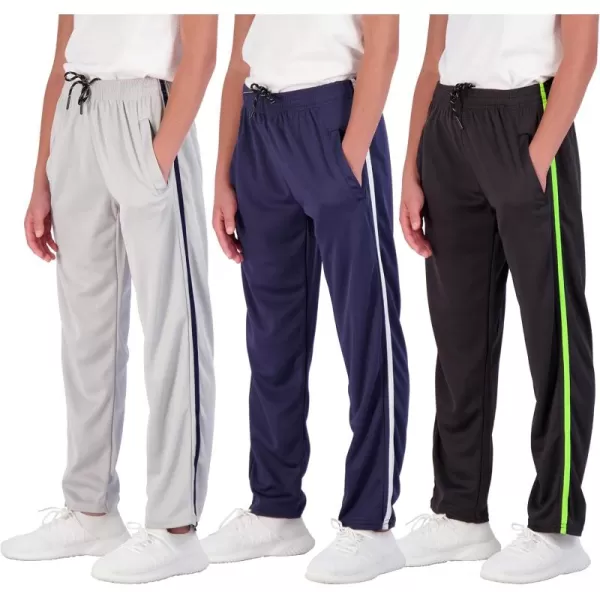 imageReal Essentials 3 Pack Boys Mesh Open Bottom Active Sweatpants with Pockets ampamp DrawstringSet 6