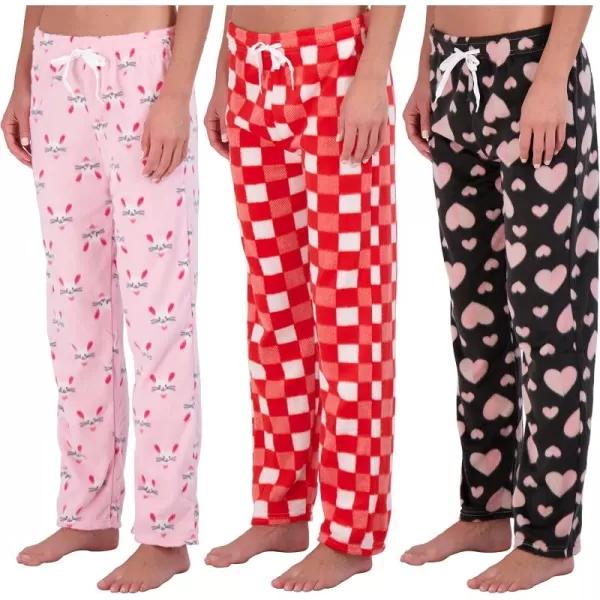 imageReal Essentials 3 Pack Womens UltraSoft Comfy Pajama Lounge Pants Sleepwear Available In Fleece ampamp Soft Knit in Plus SizeFleece Set C