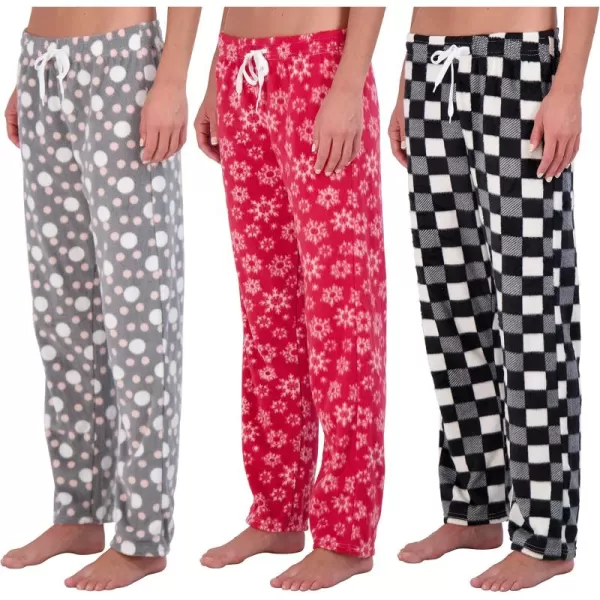 imageReal Essentials 3 Pack Womens UltraSoft Comfy Pajama Lounge Pants Sleepwear Available In Fleece ampamp Soft Knit in Plus SizeFleece Set a