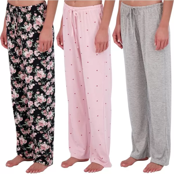 imageReal Essentials 3 Pack Womens UltraSoft Comfy Pajama Lounge Pants Sleepwear Available In Fleece ampamp Soft Knit in Plus SizeSoft Knit Set E