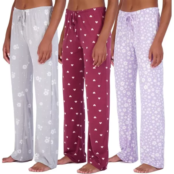 imageReal Essentials 3 Pack Womens UltraSoft Comfy Pajama Lounge Pants Sleepwear Available In Fleece ampamp Soft Knit in Plus SizeSoft Knit Set J