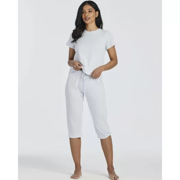 imageReal Essentials 2 PackWomens Cotton Pajamas Short Sleeve Tops and Capri Pants Pjs Sets with Pockets Available In PlusSet 2