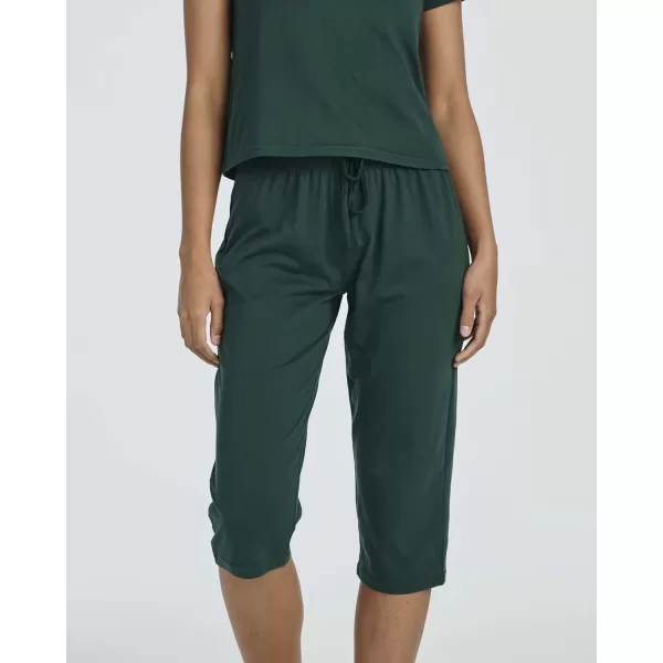 imageReal Essentials 2 PackWomens Cotton Pajamas Short Sleeve Tops and Capri Pants Pjs Sets with Pockets Available In PlusSet 2