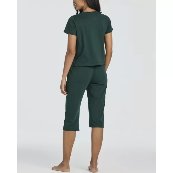imageReal Essentials 2 PackWomens Cotton Pajamas Short Sleeve Tops and Capri Pants Pjs Sets with Pockets Available In PlusSet 2