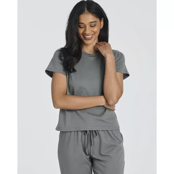 imageReal Essentials 2 PackWomens Cotton Pajamas Short Sleeve Tops and Capri Pants Pjs Sets with Pockets Available In PlusSet 4