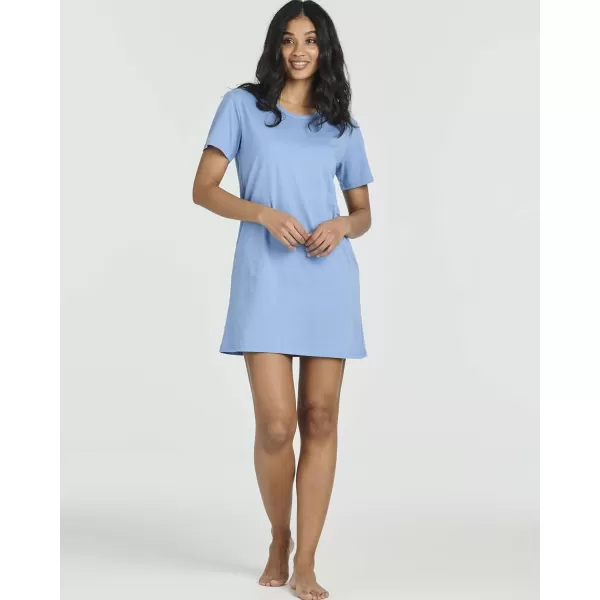 imageReal Essentials 3 Pack Womens Cotton Short Sleeve Nightgowns Sleepshirt Nightshirt Available In Plus SizeSet 2