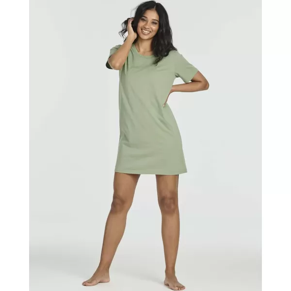 imageReal Essentials 3 Pack Womens Cotton Short Sleeve Nightgowns Sleepshirt Nightshirt Available In Plus SizeSet 3