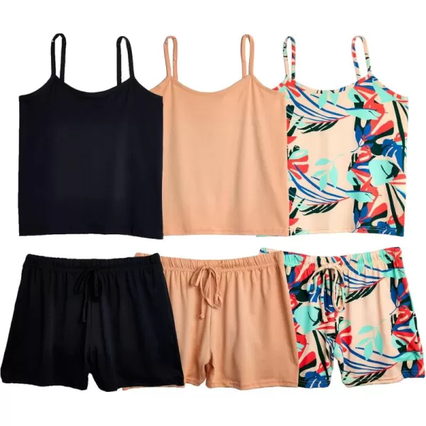 imageReal Essentials 3 Pack Womens Cami Top and Short Pajama Set Sexy Soft Pajamas for Women Available in Plus SizeSet 2
