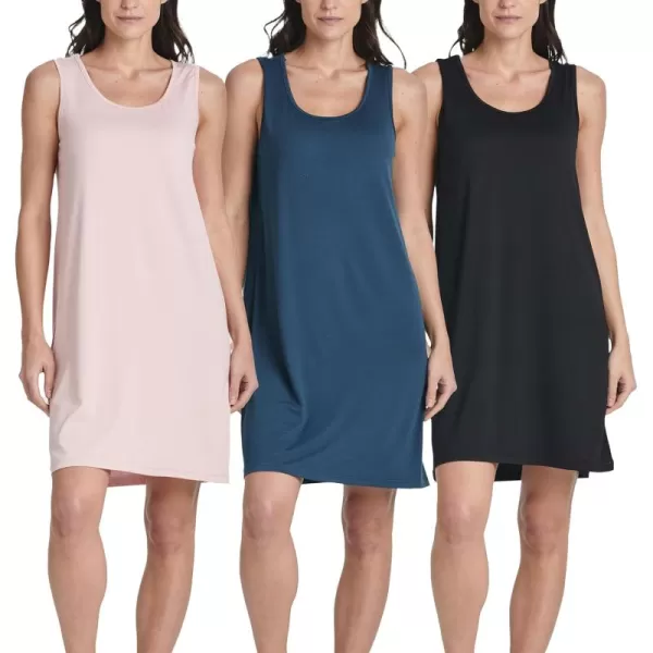 imageReal Essentials 3 Pack Womens Scoop Neck Sleeveless Nightgown Sleep Dress Nightshirt Available In PlusSet 1