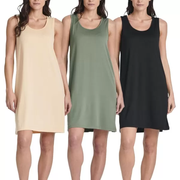 imageReal Essentials 3 Pack Womens Scoop Neck Sleeveless Nightgown Sleep Dress Nightshirt Available In PlusSet 2