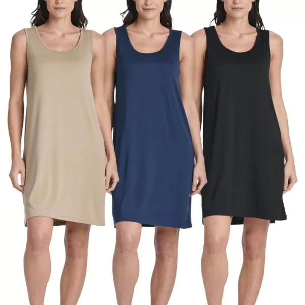 imageReal Essentials 3 Pack Womens Scoop Neck Sleeveless Nightgown Sleep Dress Nightshirt Available In PlusSet 4