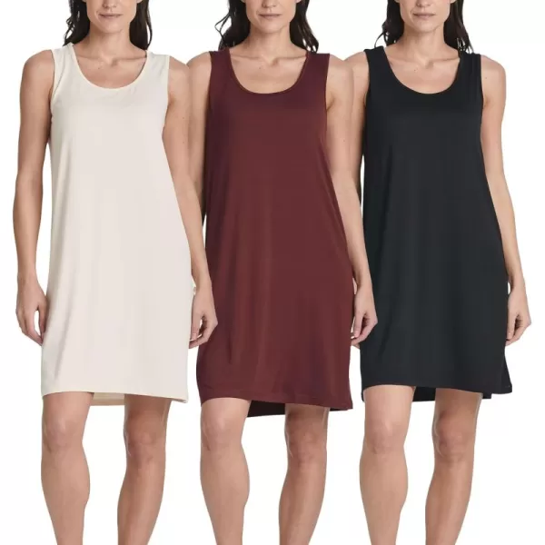 imageReal Essentials 3 Pack Womens Scoop Neck Sleeveless Nightgown Sleep Dress Nightshirt Available In PlusSet 5