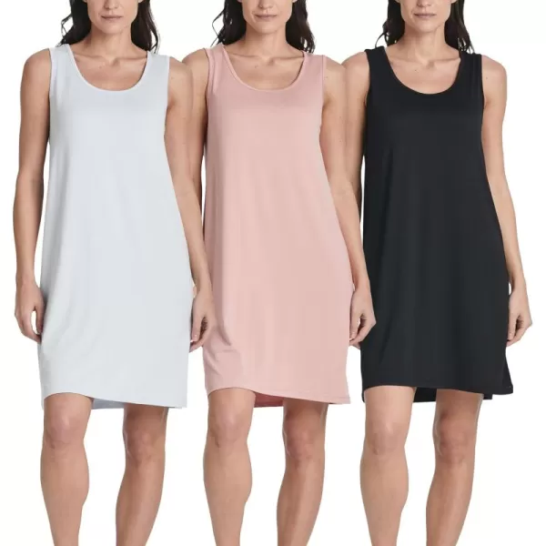 imageReal Essentials 3 Pack Womens Scoop Neck Sleeveless Nightgown Sleep Dress Nightshirt Available In PlusSet 6