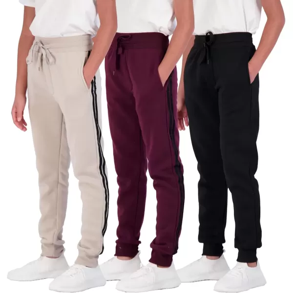 imageReal Essentials 3 Pack Boys Cotton Active Fleece Jogger SweatpantsSet I