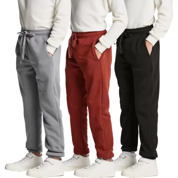 imageReal Essentials 3 Pack Boys Tech Fleece Jogger Active Sweatpants with Pockets  Youth Soft Athletic Joggers Size 624Set 1