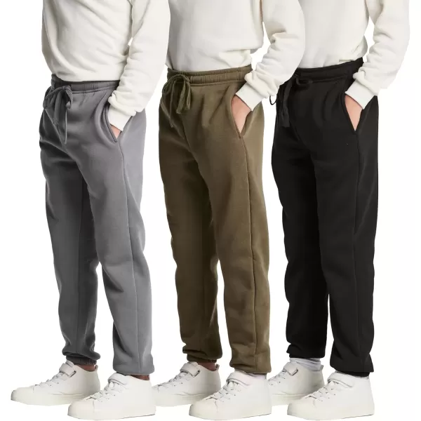 imageReal Essentials 3 Pack Boys Tech Fleece Jogger Active Sweatpants with Pockets  Youth Soft Athletic Joggers Size 624Set 3