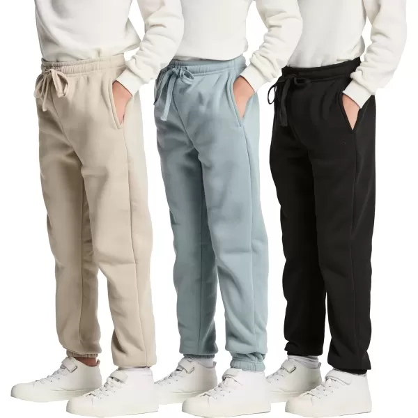 imageReal Essentials 3 Pack Boys Tech Fleece Jogger Active Sweatpants with Pockets  Youth Soft Athletic Joggers Size 624Set 5