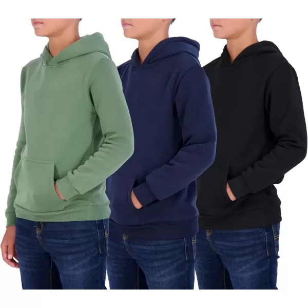 imageReal Essentials 3 Pack Youth Fleece Long Sleeve Soft Pullover Hoodie Sweatshirt  Boys ampamp GirlsSet 1