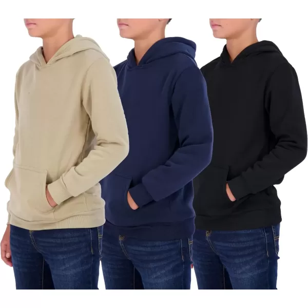 imageReal Essentials 3 Pack Youth Fleece Long Sleeve Soft Pullover Hoodie Sweatshirt  Boys ampamp GirlsSet 3