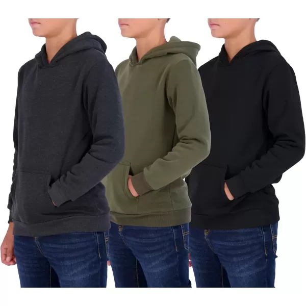 imageReal Essentials 3 Pack Youth Fleece Long Sleeve Soft Pullover Hoodie Sweatshirt  Boys ampamp GirlsSet 5