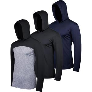 imageReal Essentials 3 Pack Mens Dry Fit Wicking Long Sleeve Fishing Active Hoodie Pullover Sweatshirt Big ampamp TallSet 1