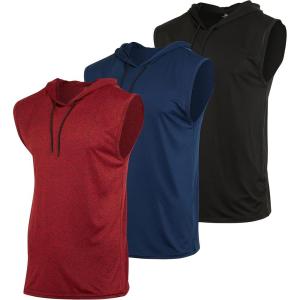 imageReal Essentials 3 Pack Mens DryFit Active Hooded Tank Top  Workout Sleeveless Hoodie Drawstring Available in Big ampamp TallSet 8