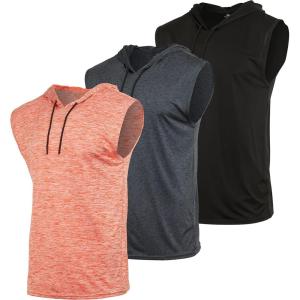 imageReal Essentials 3 Pack Mens DryFit Active Hooded Tank Top  Workout Sleeveless Hoodie Drawstring Available in Big ampamp TallSet 9