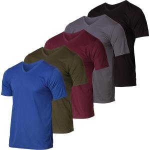 imageReal Essentials 5 Pack Mens Mesh Quick Dry Short Sleeve VNeck TShirt  Athletic Performance Available in Big ampamp TallSet 4