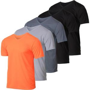 imageReal Essentials 5 Pack Mens Mesh Quick Dry Short Sleeve VNeck TShirt  Athletic Performance Available in Big ampamp TallSet 7