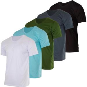 imageReal Essentials 5 Pack Mens Mesh Quick Dry Short Sleeve VNeck TShirt  Athletic Performance Available in Big ampamp TallSet 8