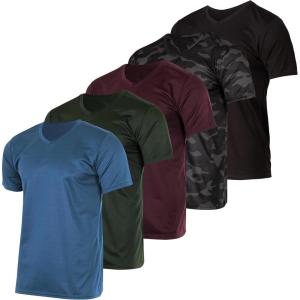 imageReal Essentials 5 Pack Mens Mesh Quick Dry Short Sleeve VNeck TShirt  Athletic Performance Available in Big ampamp TallSet 9