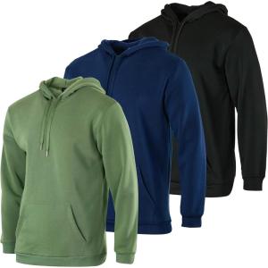 imageReal Essentials 3 Pack Mens Fleece Pullover Hoodie  Long Sleeve Hooded Sweatshirt Pockets Available in Big ampamp TallSet 1