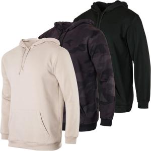 imageReal Essentials 3 Pack Mens Fleece Pullover Hoodie  Long Sleeve Hooded Sweatshirt Pockets Available in Big ampamp TallSet 4