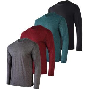 imageReal Essentials 4 Pack Mens DryFit UV Moisture Wicking UPF 50 SPF Sun Protective Fishing Hiking Active Long Sleeve ShirtSet B