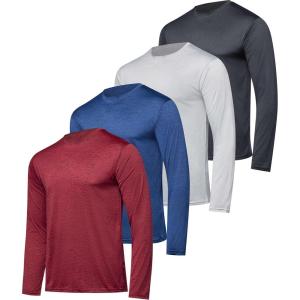 imageReal Essentials 4 Pack Mens DryFit UV Moisture Wicking UPF 50 SPF Sun Protective Fishing Hiking Active Long Sleeve ShirtSet C