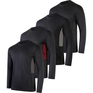 imageReal Essentials 4 Pack Mens DryFit UV Moisture Wicking UPF 50 SPF Sun Protective Fishing Hiking Active Long Sleeve ShirtSet F