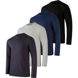 imageReal Essentials 4 Pack Mens DryFit UV Moisture Wicking UPF 50 SPF Sun Protective Fishing Hiking Active Long Sleeve ShirtSet G