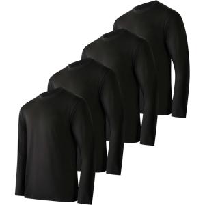 imageReal Essentials 4 Pack Mens DryFit UV Moisture Wicking UPF 50 SPF Sun Protective Fishing Hiking Active Long Sleeve ShirtSet H