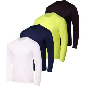 imageReal Essentials 4 Pack Mens DryFit UV Moisture Wicking UPF 50 SPF Sun Protective Fishing Hiking Active Long Sleeve ShirtSet I