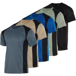 imageReal Essentials 5 Pack Mens Active Quick Dry Mesh Crew Neck T Shirts  Athletic Short Sleeve Tee Available in Big ampamp TallSet 10