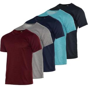 imageReal Essentials 5 Pack Mens Active Quick Dry Mesh Crew Neck T Shirts  Athletic Short Sleeve Tee Available in Big ampamp TallSet 12