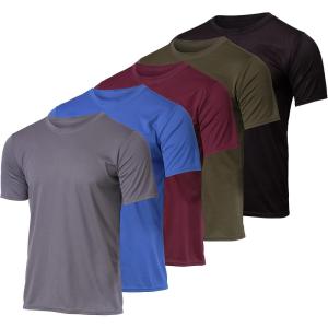 imageReal Essentials 5 Pack Mens Active Quick Dry Mesh Crew Neck T Shirts  Athletic Short Sleeve Tee Available in Big ampamp TallSet 4