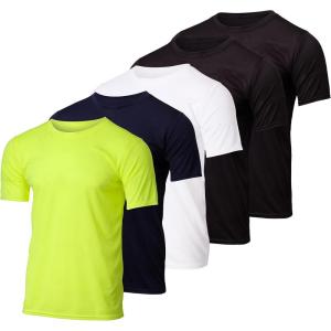 imageReal Essentials 5 Pack Mens Active Quick Dry Mesh Crew Neck T Shirts  Athletic Short Sleeve Tee Available in Big ampamp TallSet 6