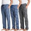 imageReal Essentials 3 Pack Mens Pajama Pants  Knit Cotton Flannel Plaid Lounge Bottoms Available In Big ampamp TallFlannel Set 1