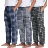 imageReal Essentials 3 Pack Mens Pajama Pants  Knit Cotton Flannel Plaid Lounge Bottoms Available In Big ampamp TallFlannel Set 6