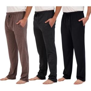 imageReal Essentials 3 Pack Mens Pajama Pants  Knit Cotton Flannel Plaid Lounge Bottoms Available In Big ampamp TallCotton Set 2