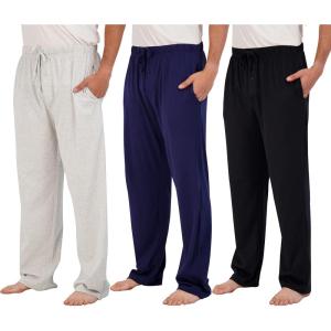 imageReal Essentials 3 Pack Mens Pajama Pants  Knit Cotton Flannel Plaid Lounge Bottoms Available In Big ampamp TallCotton Set 6