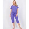 imageReal Essentials 2 Pack Womens ShortSleeve PJ Top with Capri Pants  Pajama Lounge ampamp Sleepwear Set Available In PlusSet 2