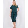 imageReal Essentials 2 Pack Womens ShortSleeve PJ Top with Capri Pants  Pajama Lounge ampamp Sleepwear Set Available In PlusSet 3