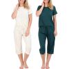 imageReal Essentials 2 Pack Womens ShortSleeve PJ Top with Capri Pants  Pajama Lounge ampamp Sleepwear Set Available In PlusSet 3